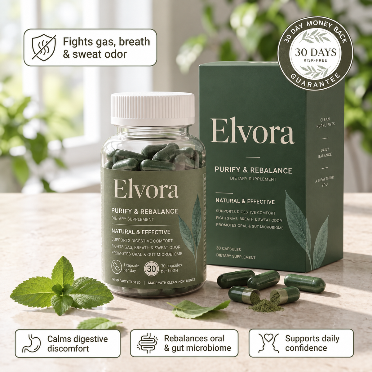 Elvora™ Anti Digestive Odor & Reflux Capsules